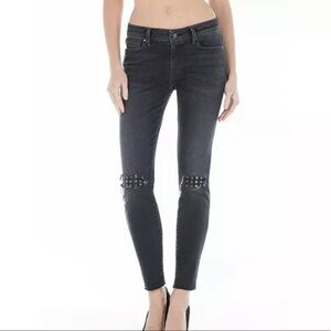 Fidelity Mila Regular Rise Ankle Studs skinny Jeans Stretch Black Size 30